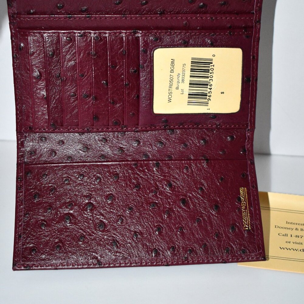 Dooney & Bourke Ostrich Continental Snap Clutch Wallet in Burgundy #WOSTR0507 NW - Picture 2 of 7